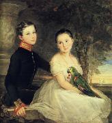 Eric Forbes-Robertson Children with Parrot oil painting reproduction